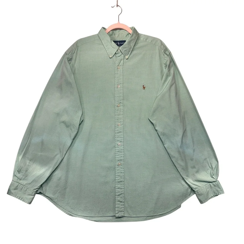 Ralph Lauren Classic Fit Oxford Shirt XXL Green Long Sleeve Button Down Pony